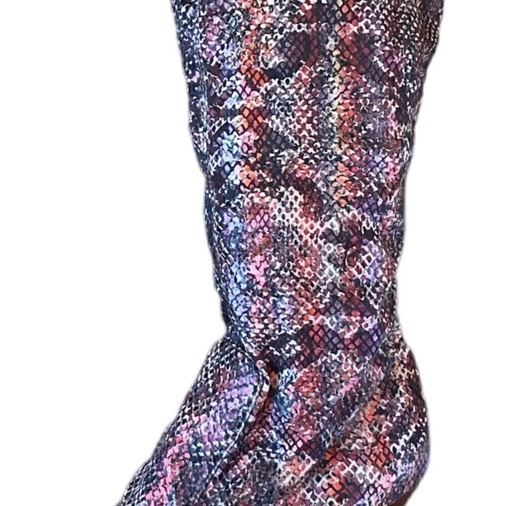 Carlos Santana Tall Boots 5.5 Platform High Heels Snake Reptile Stretch Fit Sexy
